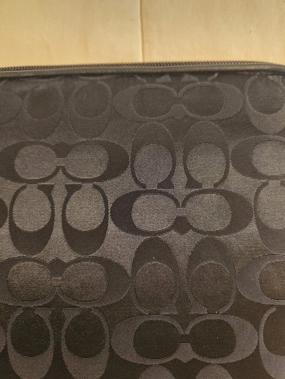 Coach iPad Tablet Case Padded, Black Fabric, Signature Print w/ Hangtag EUC